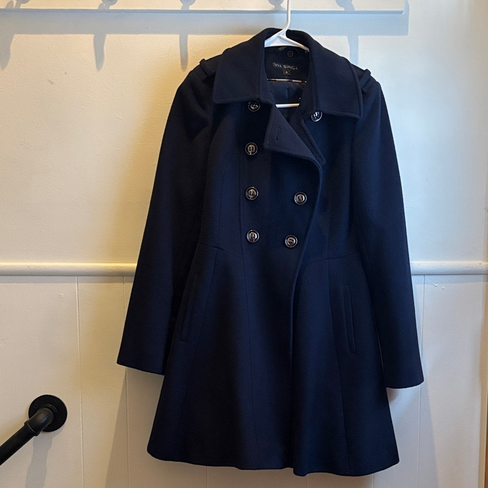 Via Spiga Navy Pea Coat